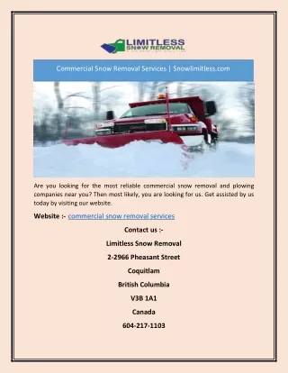 commercial snow removal services snowlimitless com