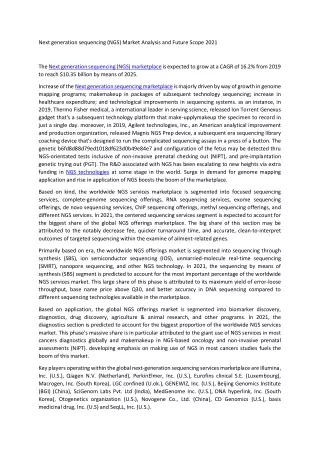 Next generation sequencing Market Analysis
