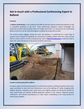 get in touch with a professional earthmoving