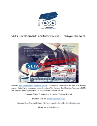 Skills Development Facilitator Course 1