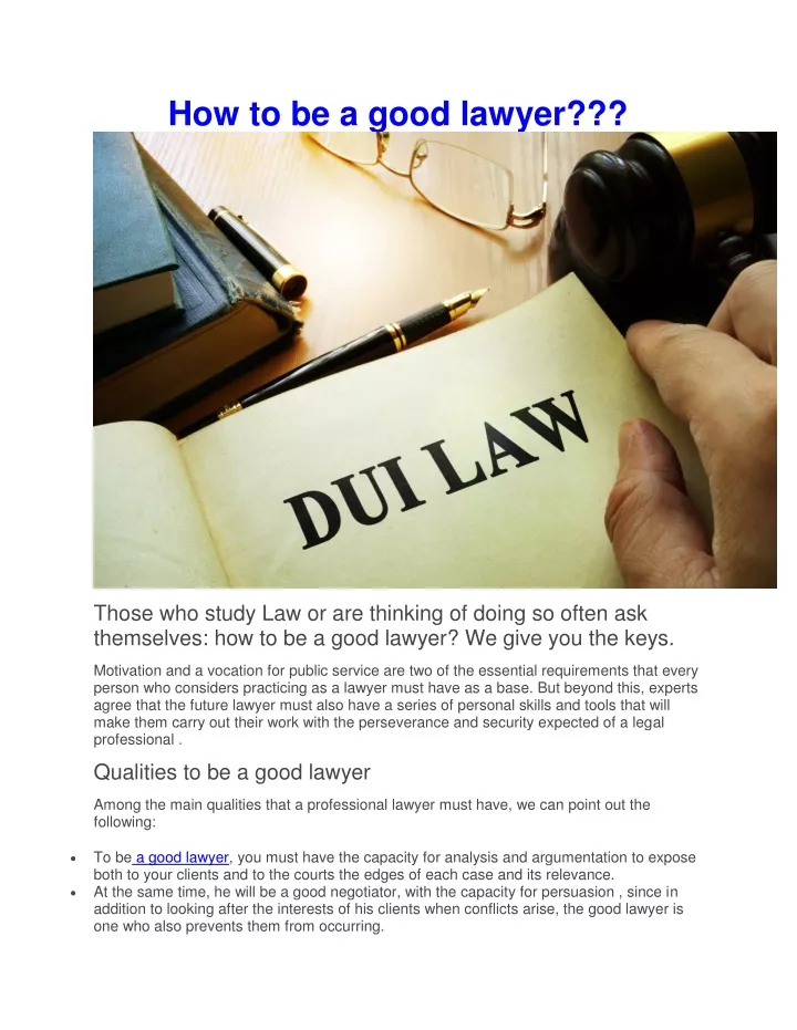 how to be a good lawyer
