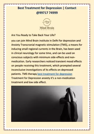 Best treatment for depression Contact 99717 74999