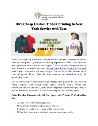 Cheap Custom T Shirt Printing in New York