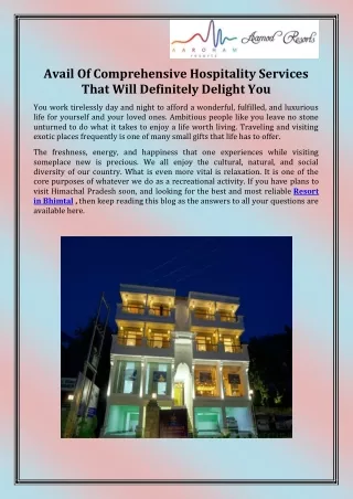 avail of comprehensive hospitality services that