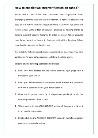 How to enable two-step verification on Yahoo?