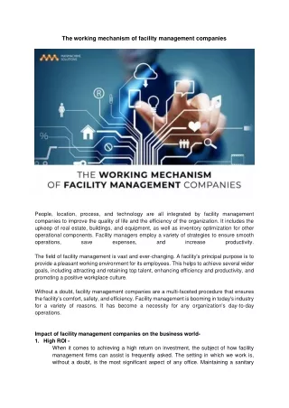 the working mechanism of facility management