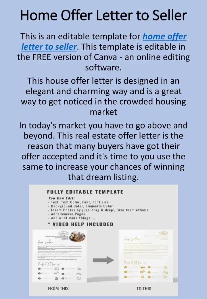 home offer letter to seller home offer letter