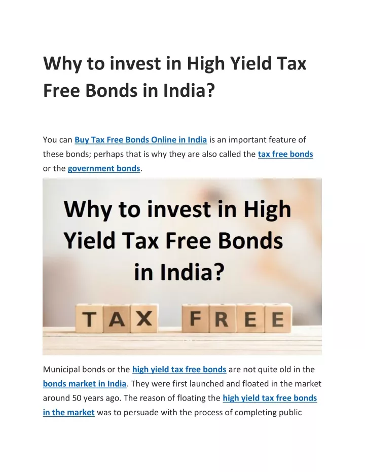 why to invest in high yield tax free bonds