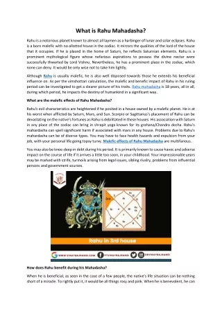 what is rahu mahadasha