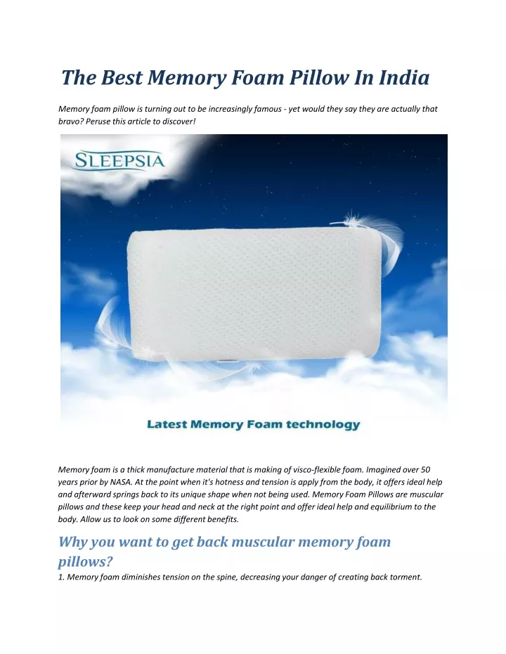 the best memory foam pillow in india