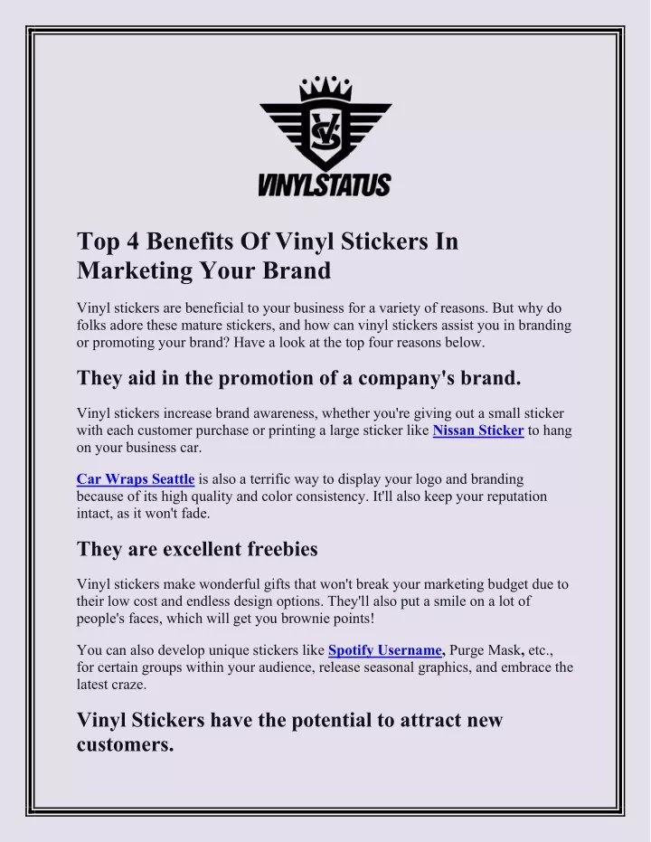 top 4 benefits of vinyl stickers in marketing