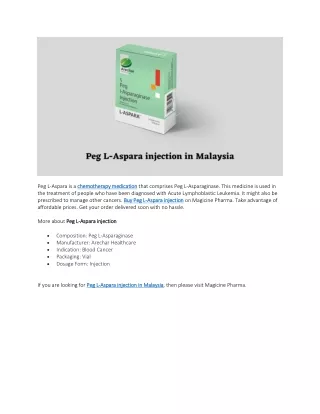 peg l aspara is a chemotherapy medication