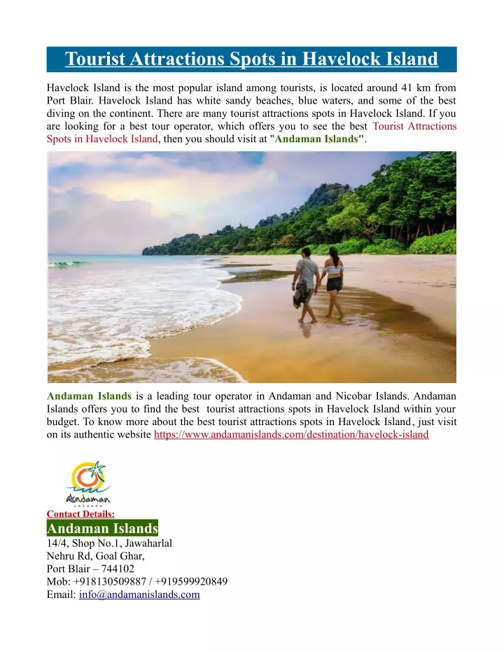 tourist attractions spots in havelock island