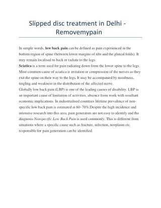 Slipped disc treatment in Delhi - Removemypain