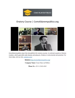 Oratory Course | Comofalarempublico.org