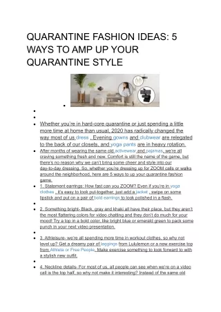 QUARANTINE FASHION IDEAS_ 5 WAYS TO AMP UP YOUR QUARANTINE STYLE