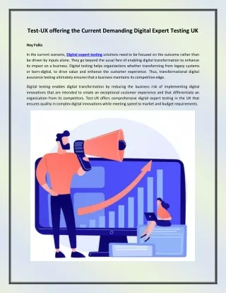 test ux offering the current demanding digital
