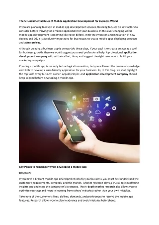 the 5 fundamental rules of mobile application