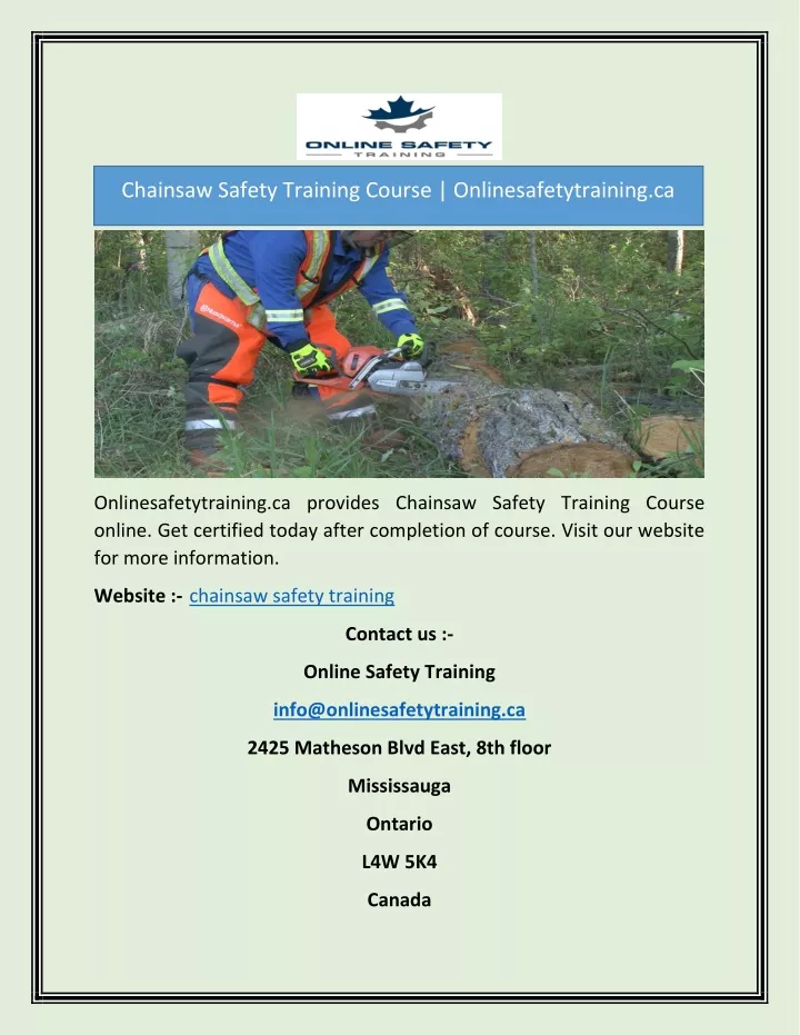 chainsaw safety training course