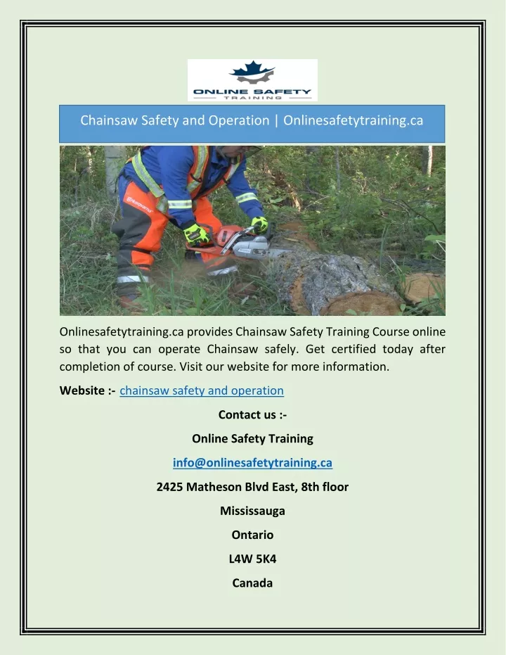 chainsaw safety and operation