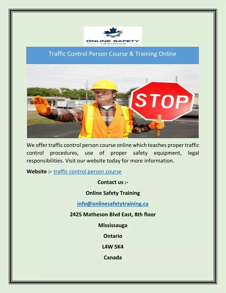 traffic control person course training online
