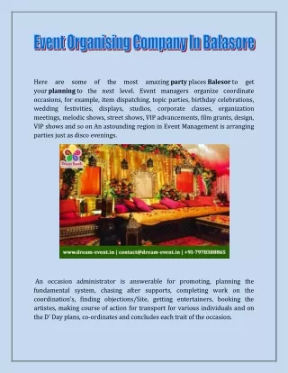 event organising company in Balasore