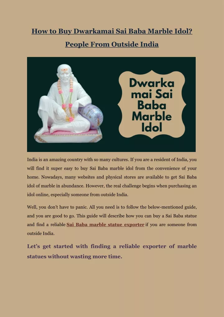 how to buy dwarkamai sai baba marble idol people