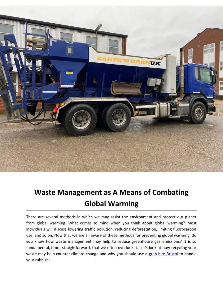 waste management as a means of combating global