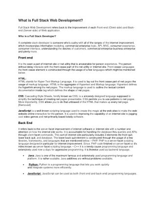 what is full stack web development