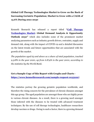 global cell therapy technologies market to grow