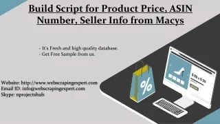 build script for product price asin number seller info from macys