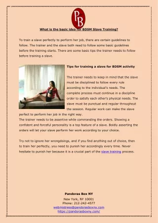 what is the basic idea for bdsm slave training