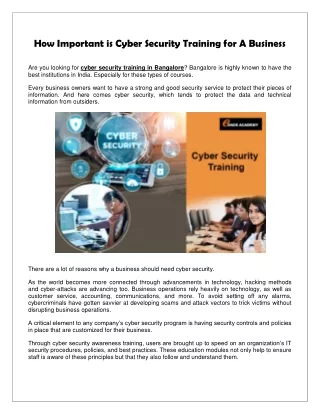 How Important is Cyber Security Training for A Business
