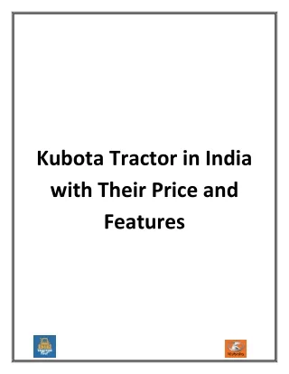 kubota tractor in india with their price