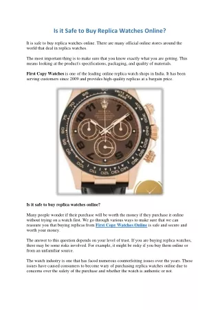 Is it Safe to Buy Replica Watches Online?