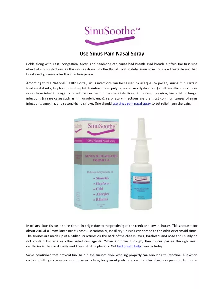 use sinus pain nasal spray