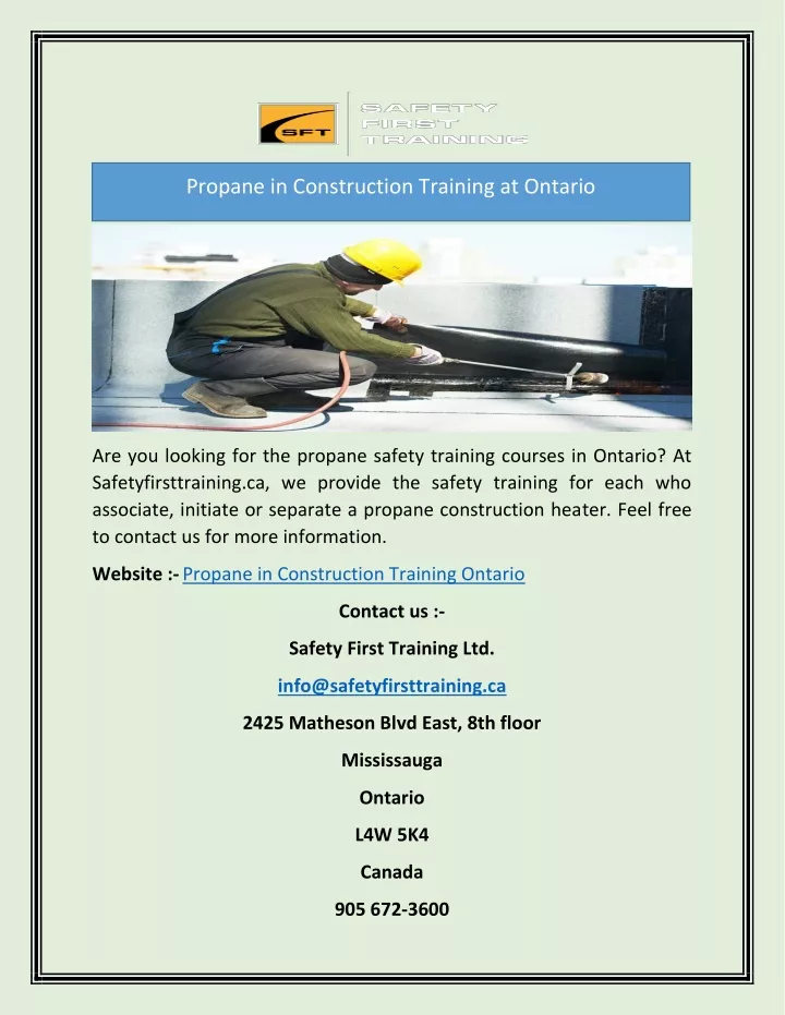 propane in construction training at ontario