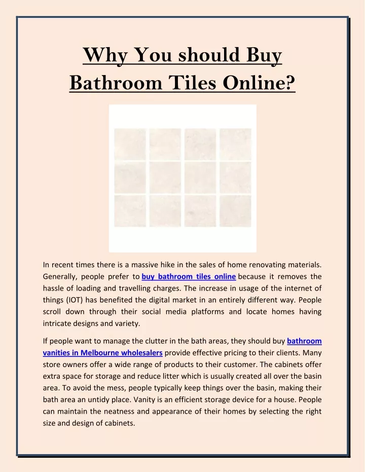 why you should buy bathroom tiles online