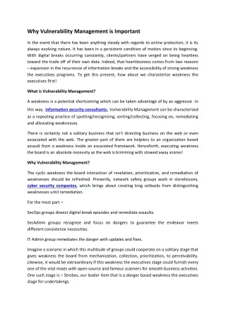 why vulnerability management is important