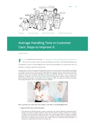 Average Handling Time in Customer Care Steps to Improve It