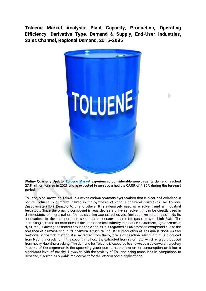 toluene market analysis plant capacity production