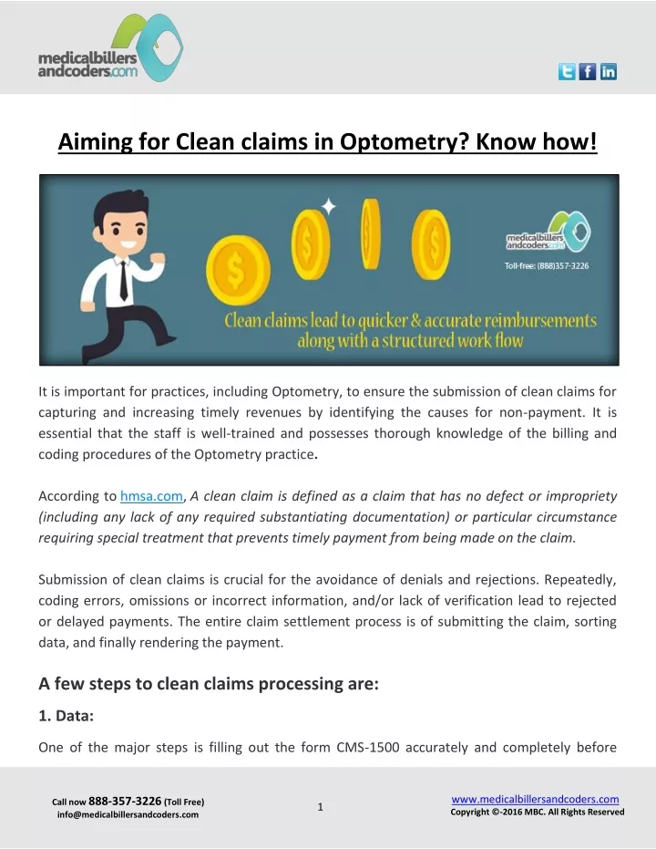 aiming for clean claims in optometry know how