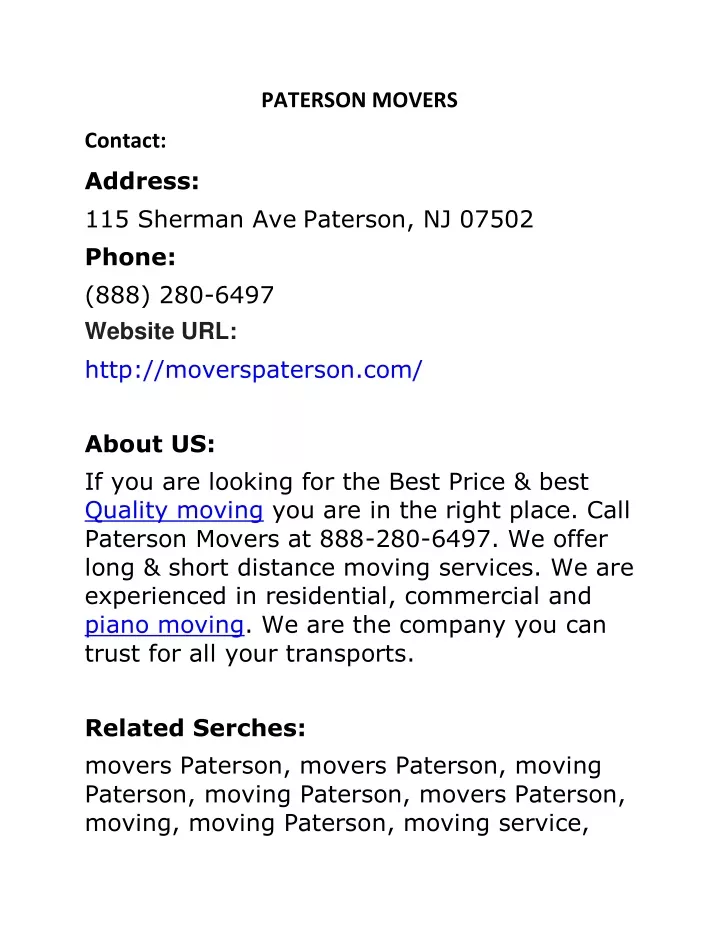 paterson movers