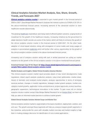 clinical analytics solution market analysis size