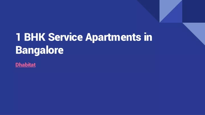 1 bhk service apartments in bangalore