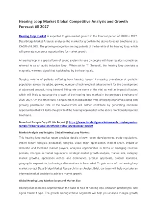 hearing loop market global competitive analysis