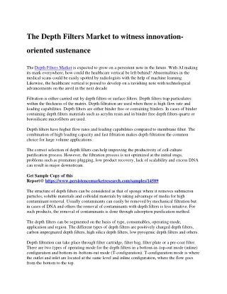 the depth filters market to witness innovation