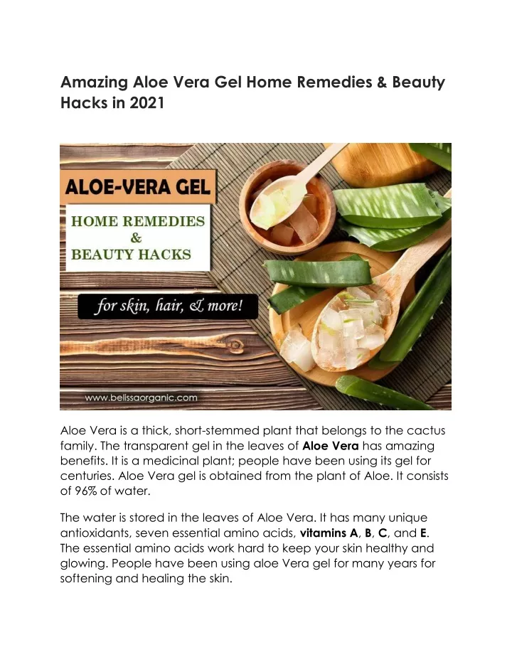 amazing aloe vera gel home remedies beauty hacks