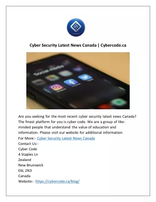 Cyber Security Latest News Canada | Cybercode.ca