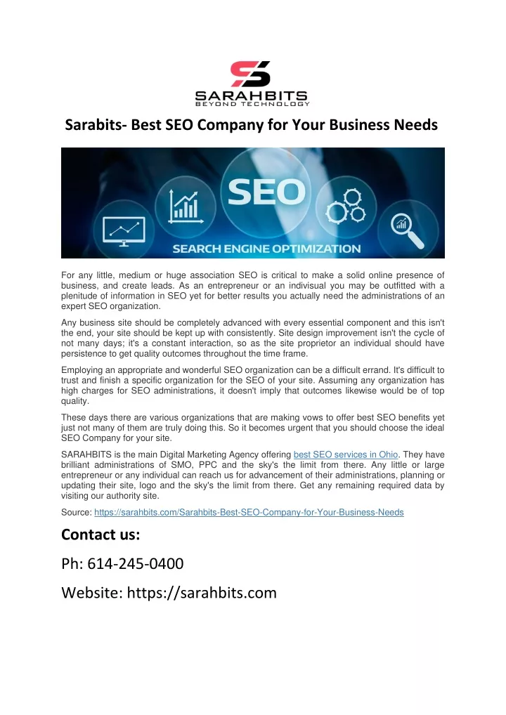 sarabits best seo company for your business needs